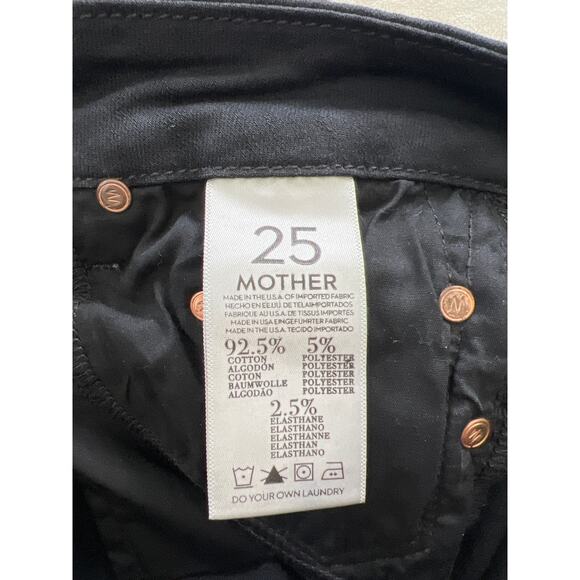 Mother Denim Womens 25 The Looker Skinny Leg Ankle Fray Guilty as Sin Black Jean - Picture 9 of 11